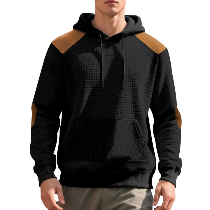 Men's urban waffle knit hoodie with kangaroo pocket and trim StylebySassy
