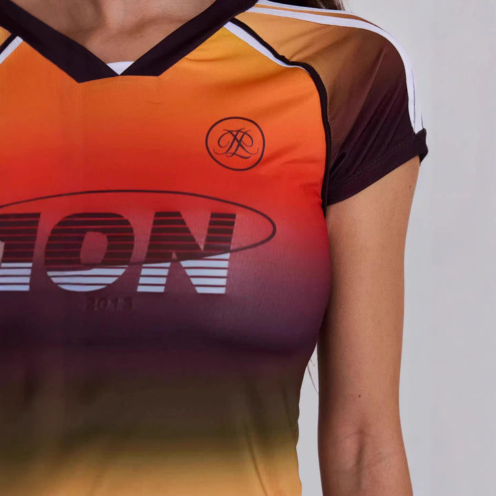 Women's Sports Top with Short Sleeve and Gradient StylebySassy