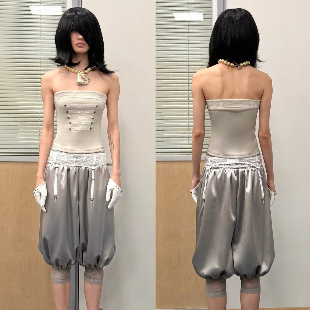 Women's Stylish Strapless Top with Glamorous Embellishments StylebySassy