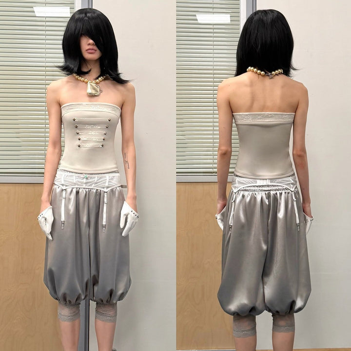Women's Stylish Strapless Top with Glamorous Embellishments StylebySassy