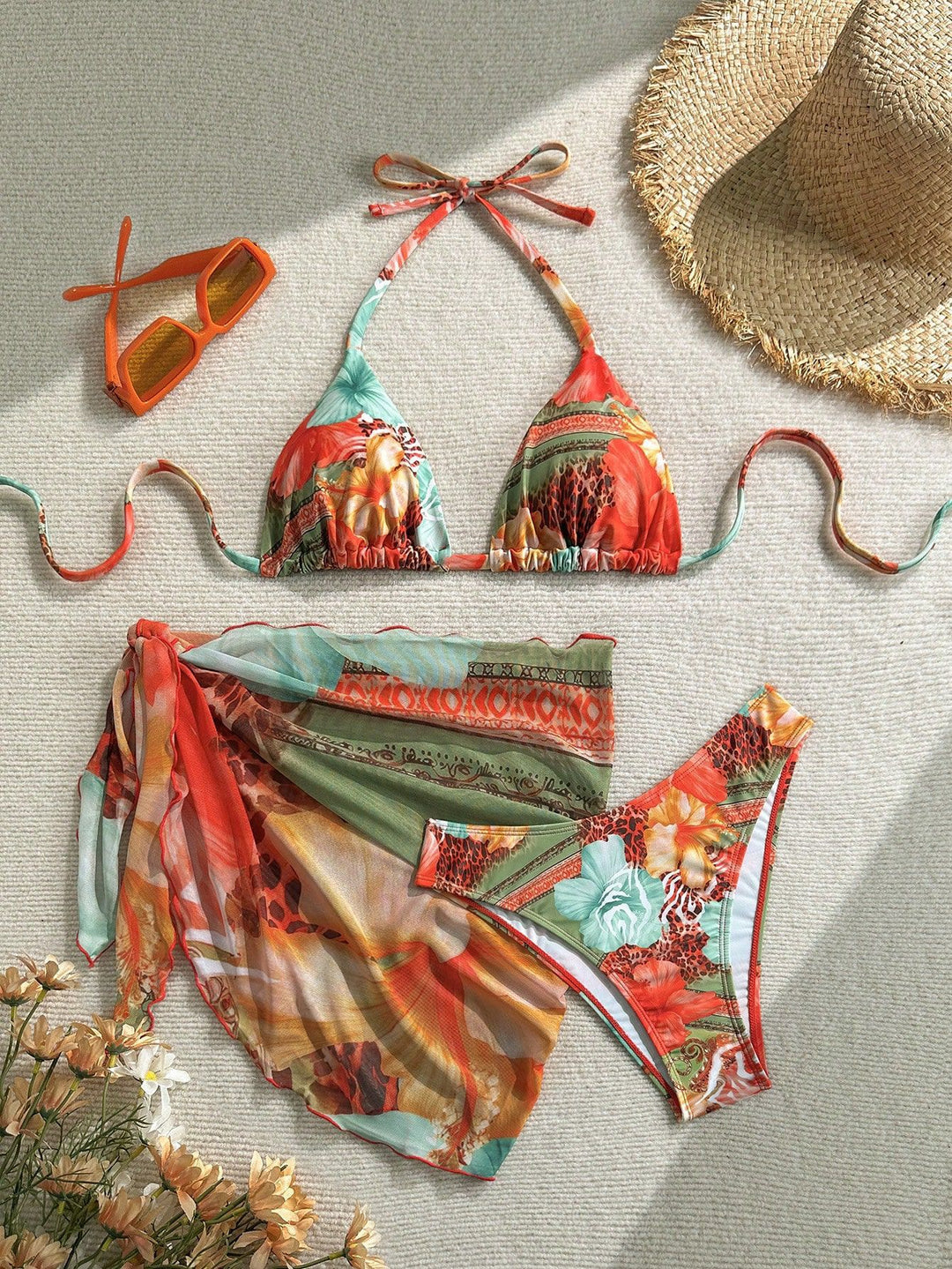 Women Floral Bikini Set with combination of top and wrap cloth StylebySassy