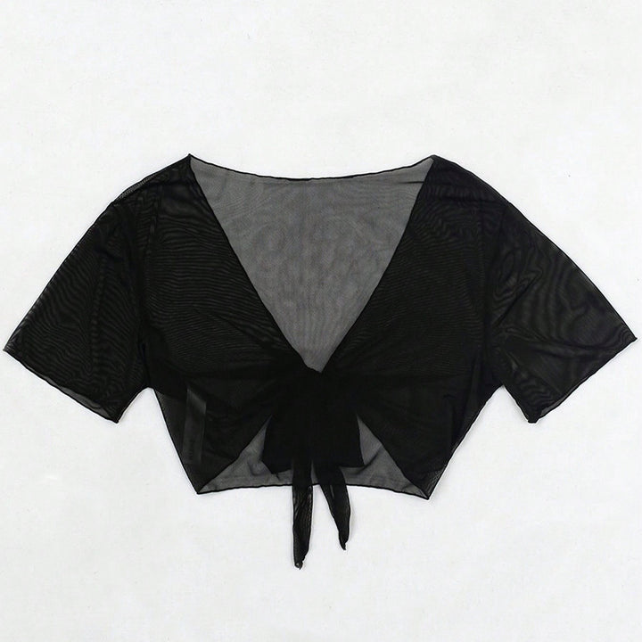 Women’s Crop Top with V-Neck and Decorative Tie Band StylebySassy