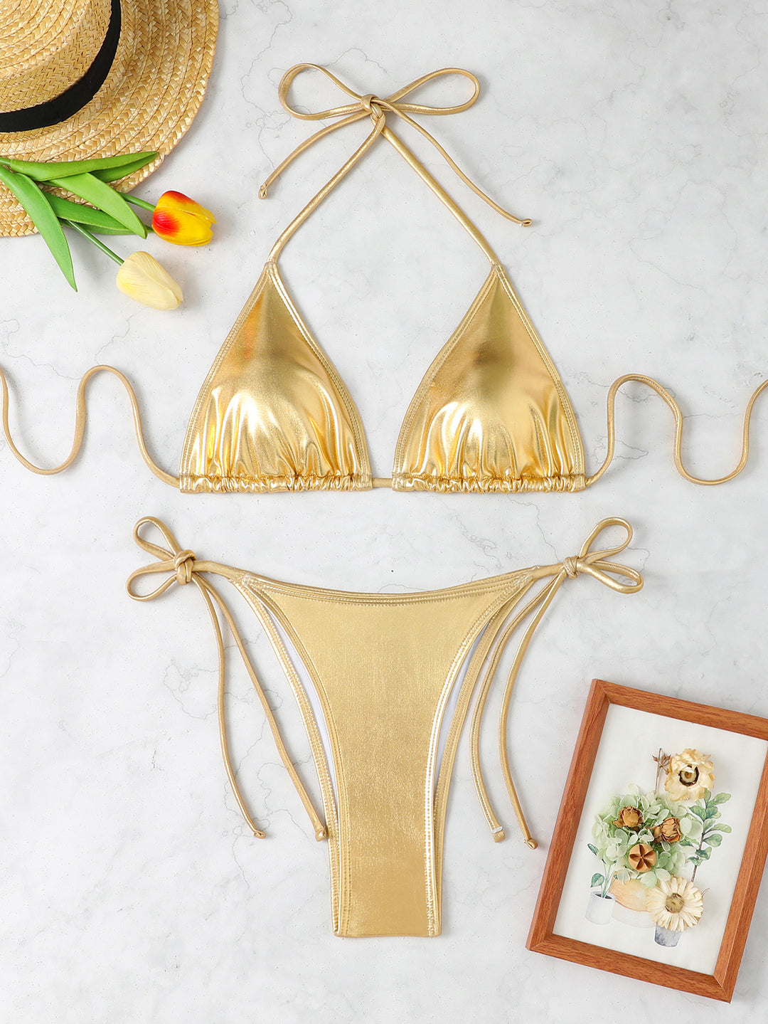 Women Triangle Bikini Set with High Cuts and Adjustable Straps StylebySassy