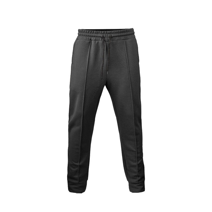 Men's diagonal structured comfort jog pants with pre-shaped inseam and ribbed ankle cuff StylebySassy