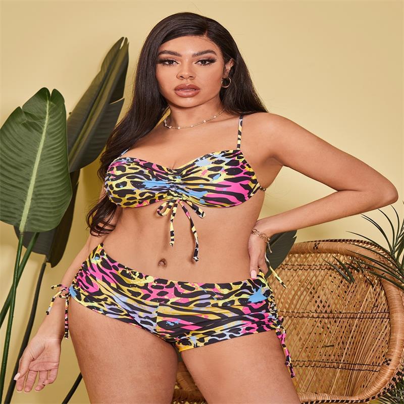 Ladies bikini set with intricate lacing and animal print StylebySassy