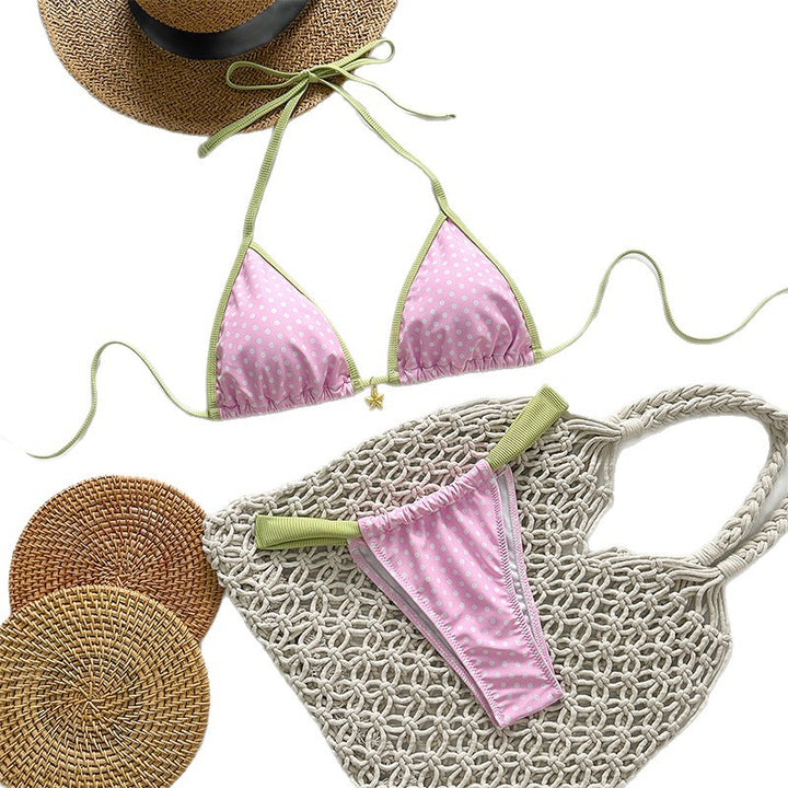 Women's Triangle Bikini with Stylish Polka Dot Pattern StylebySassy