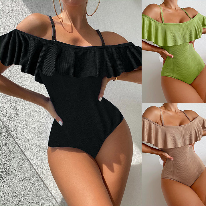 Women's elegant one-piece swimsuit with ruffle details StylebySassy