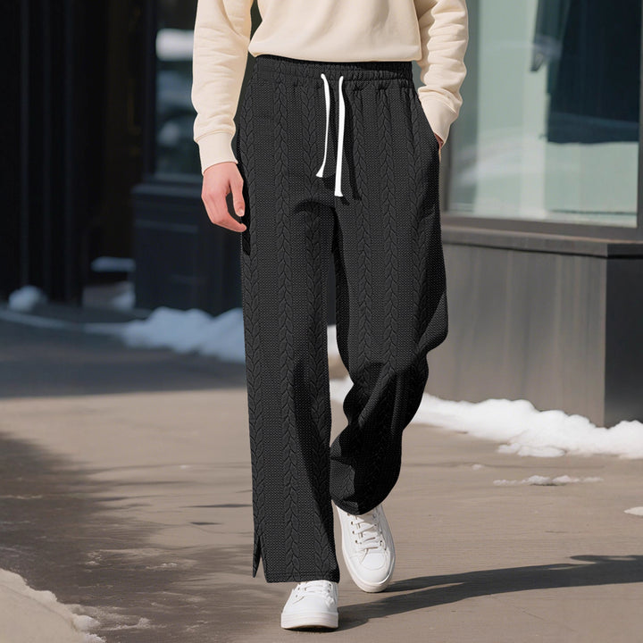 Men's loosely falling knit joggers with cable pattern and drawstring StylebySassy