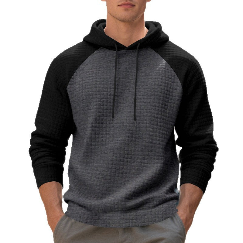 Men's quilted hoodie with raglan sleeves and drawstring StylebySassy