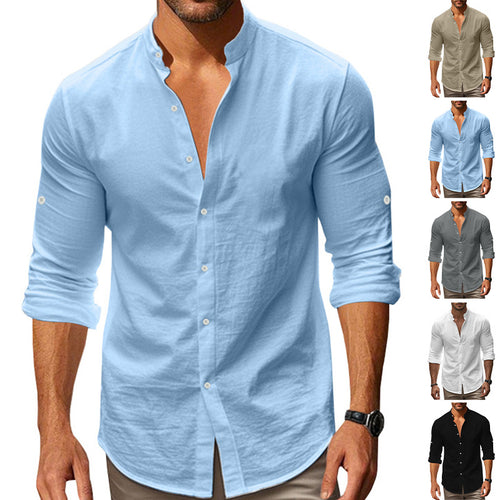 Men's tailored shirt in Nehru style with rollable sleeves and slim fit StylebySassy