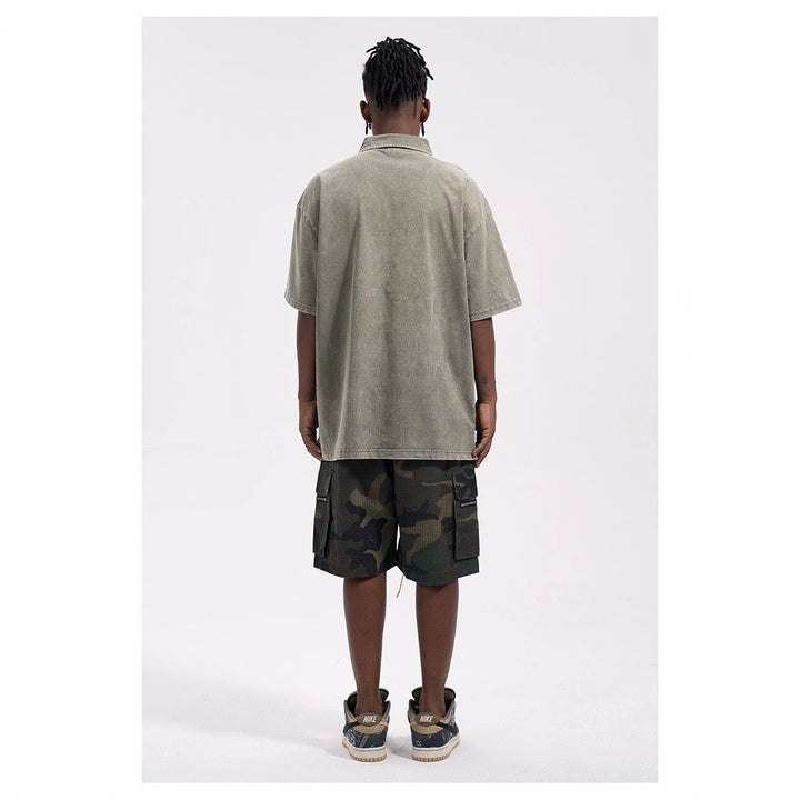 Men's Cargo Shorts in Camouflage Ripstop with Elastic Waistband, Drawstring and Zipper Pockets StylebySassy