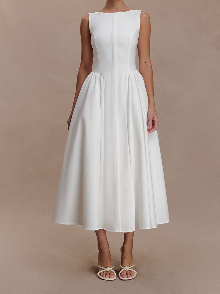 Women Elegant Midi Dress with Feminine A-Line Skirt StylebySassy