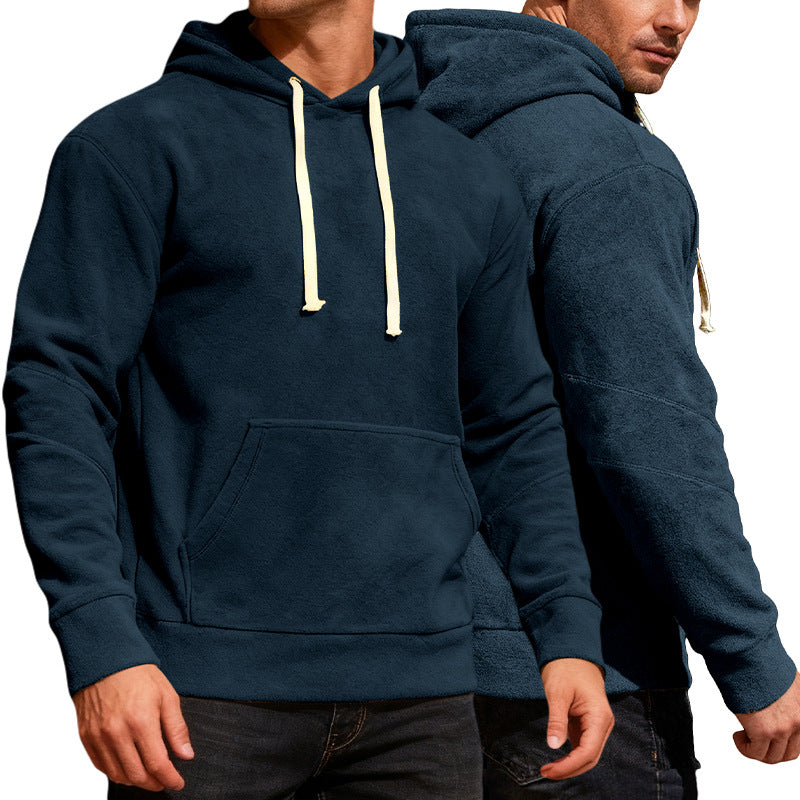 Men's nan velvety hoodie with seam details, kangaroo pocket and contrast cord StylebySassy