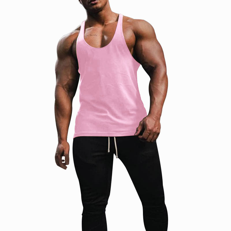Men's athletic tank top with deep armholes and narrow straps at the back made of cotton stretch StylebySassy