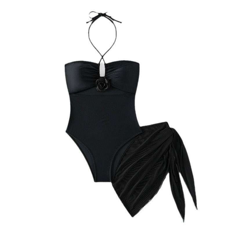 Women's one-piece swimsuit with decorative wrap detail and cut-out design StylebySassy
