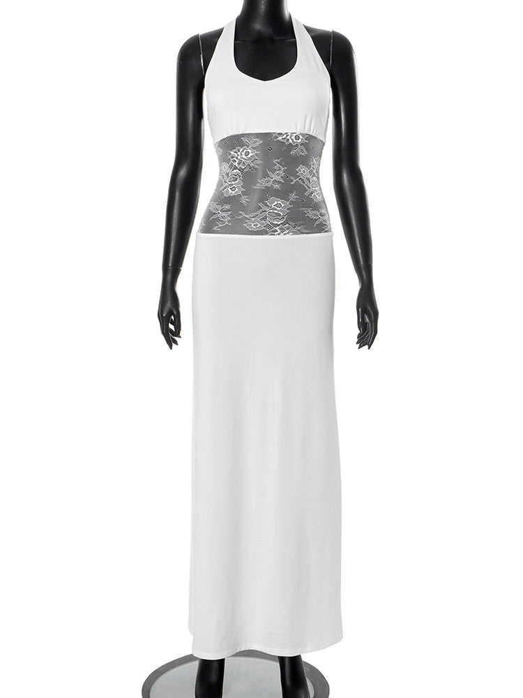 Women Elegant Maxi Dress with Romantic Lace Center StylebySassy