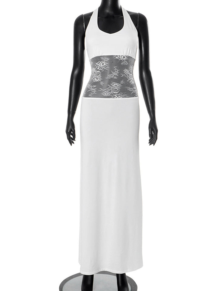 Women Elegant Maxi Dress with Romantic Lace Center StylebySassy