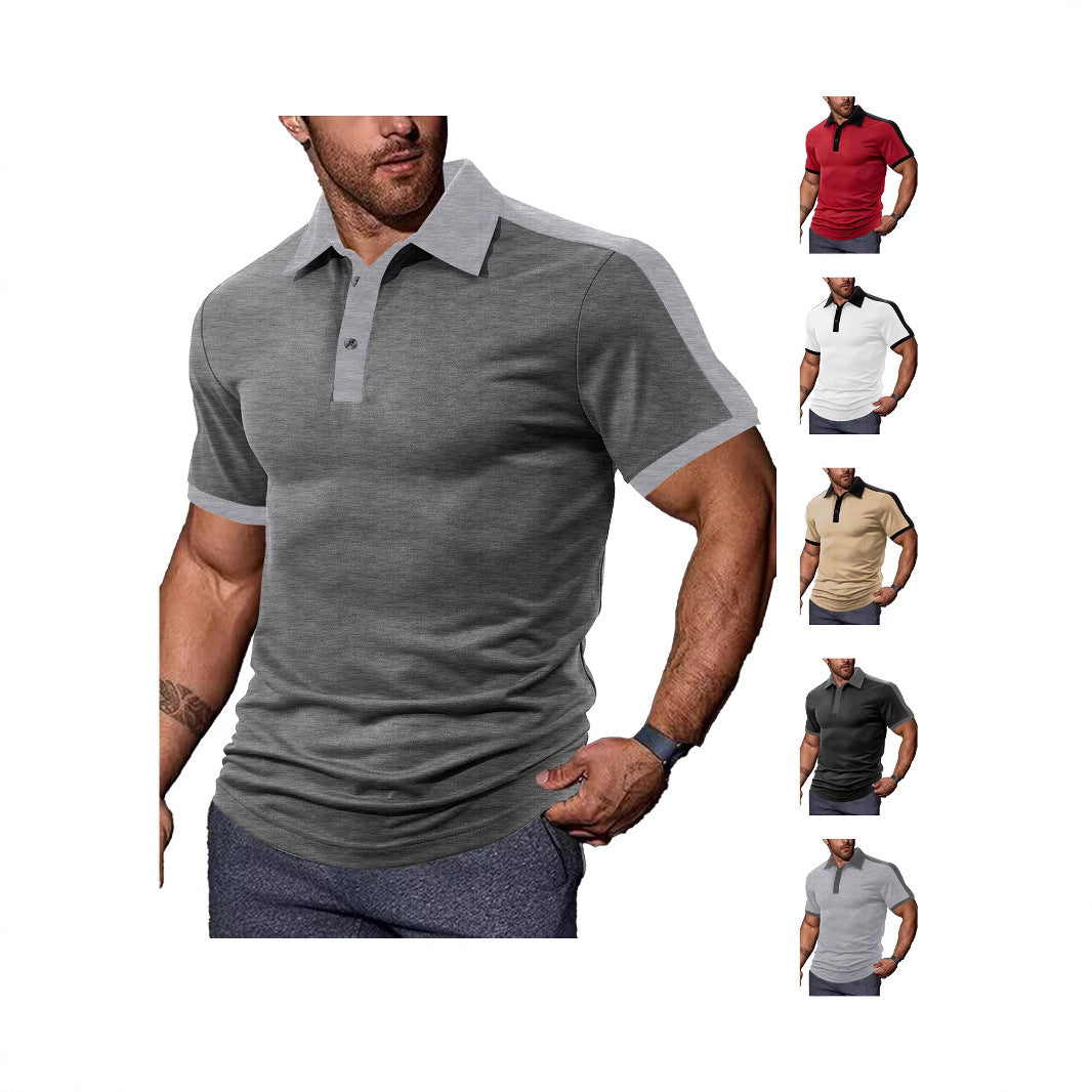 Men's fitted contrast polo shirt with shoulder yoke and shirt collar StylebySassy