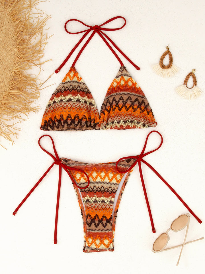 Women's Triangle Bikini with Colorful Ethnic Pattern StylebySassy