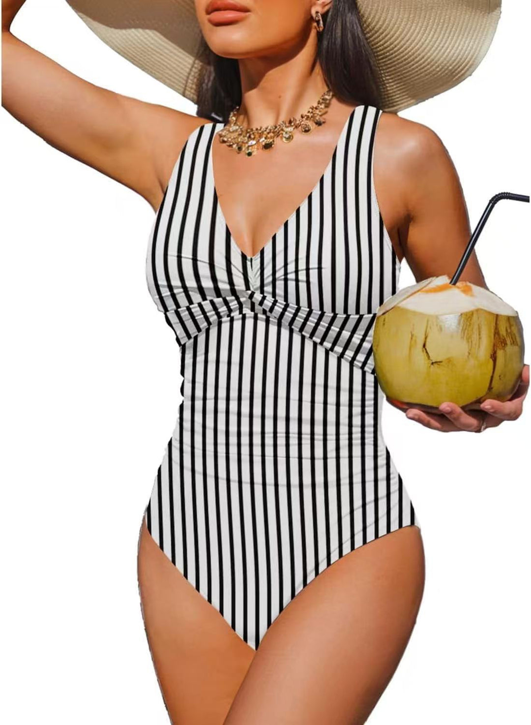 Ladies Elegant One-Piece Swimsuit with Fashionable Twist StylebySassy