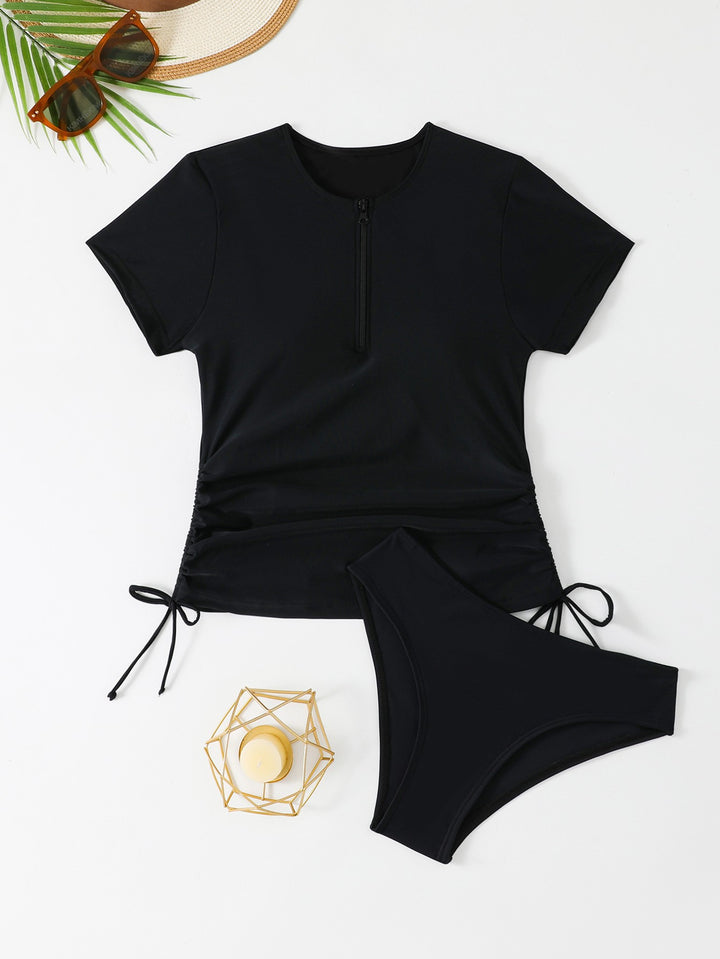 Ladies sporty two-piece swimsuit with zip and adjustable cut StylebySassy