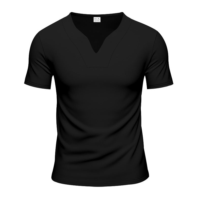 Men's V-neck sports shirt with ergonomic design seams and elastic jersey StylebySassy