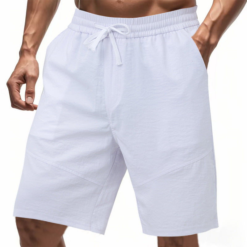 Men's knee-length linen blend shorts with elastic drawstring waistband and side pockets StylebySassy