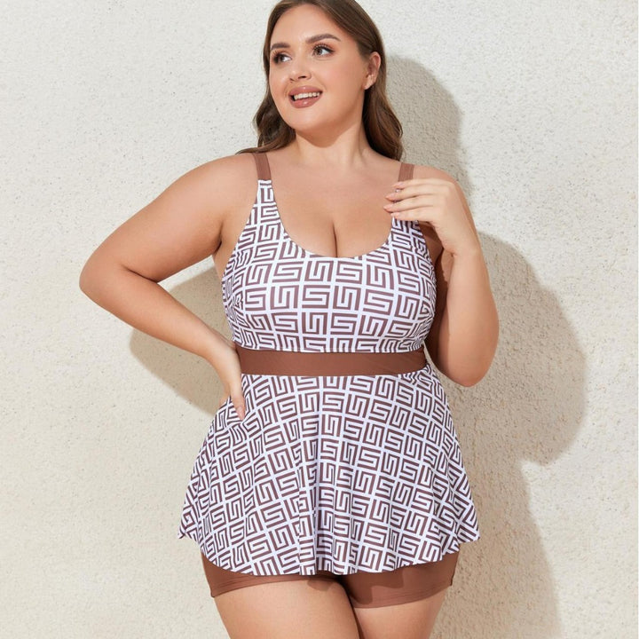 Ladies Fashionable Tankini with Sculptural Pattern Applications StylebySassy