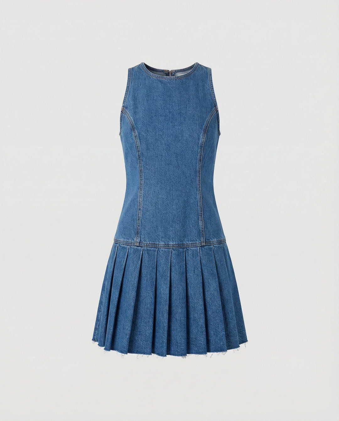 Ladies' denim dress sleeveless with flounce skirt