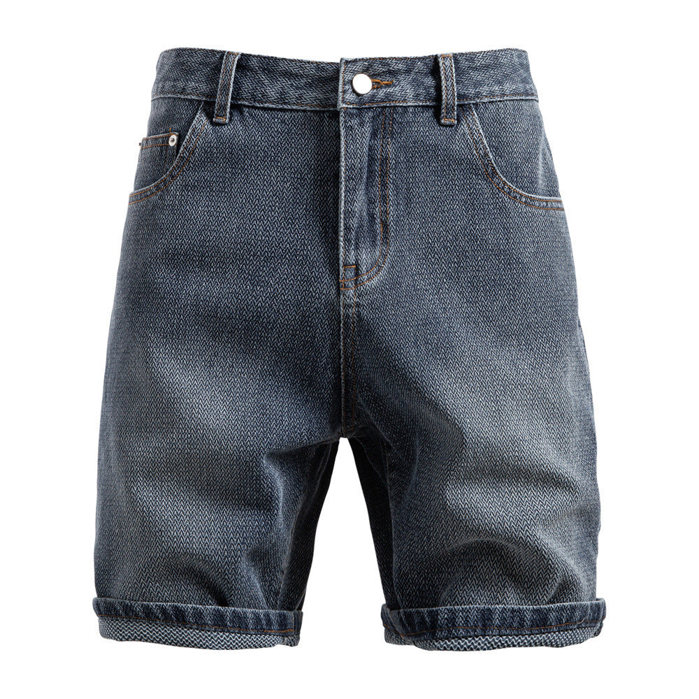 Men's denim shorts with turn-up, mid-rise waistband and classic pocket configuration StylebySassy