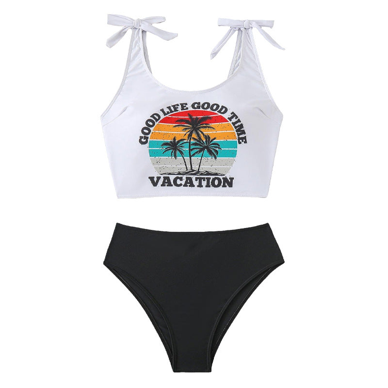Women’s Crop Top Bikini Set with Graphic Print StylebySassy