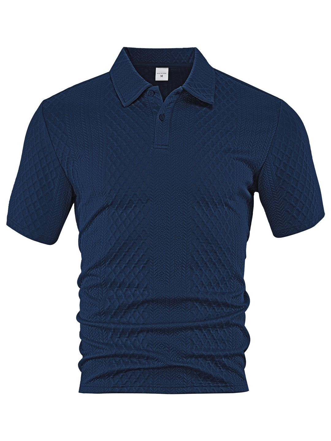 Men's textured jacquard polo shirt short sleeves slim fit with polo collar StylebySassy