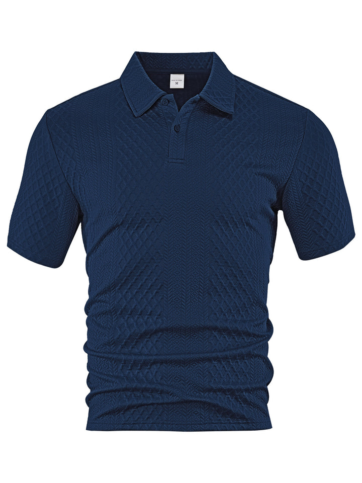 Men's textured jacquard polo shirt short sleeves slim fit with polo collar StylebySassy