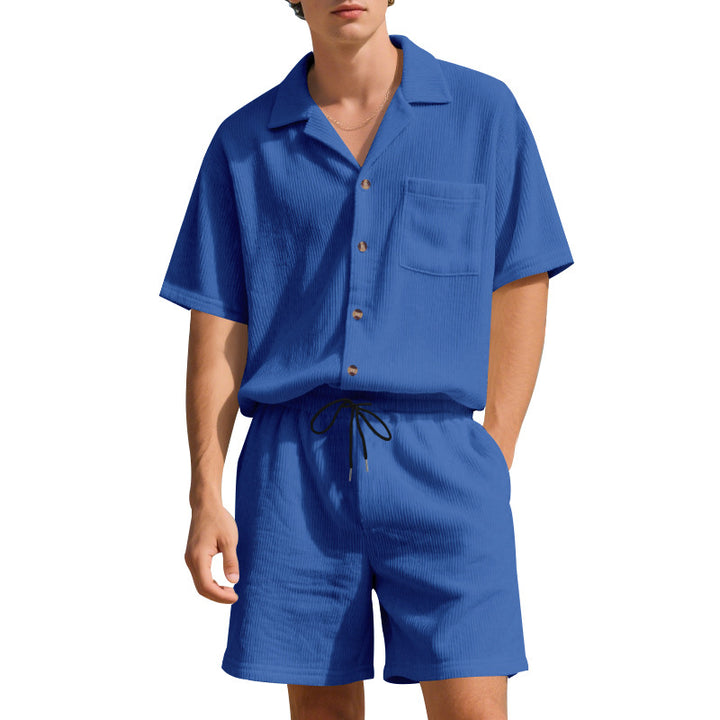 Men's vacation set with open shirt with Cuban collar and drawstring Bermuda StylebySassy
