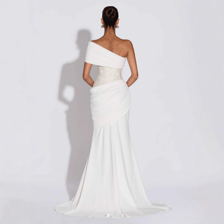 Women's Elegant and Figure-hugging Evening Dress with Asymmetrical Neckline StylebySassy