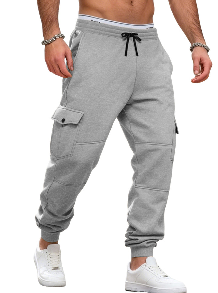 Men's casual jogging pants with cargo pockets, drawstring, and ribbed ankle hem StylebySassy