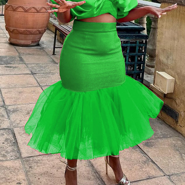 Women Elegant Tulle Skirt with Voluminous Hem StylebySassy