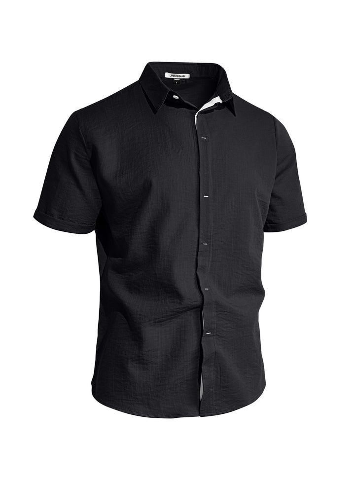 Men's breathable linen shirt with kent collar and rolled-up sleeves StylebySassy