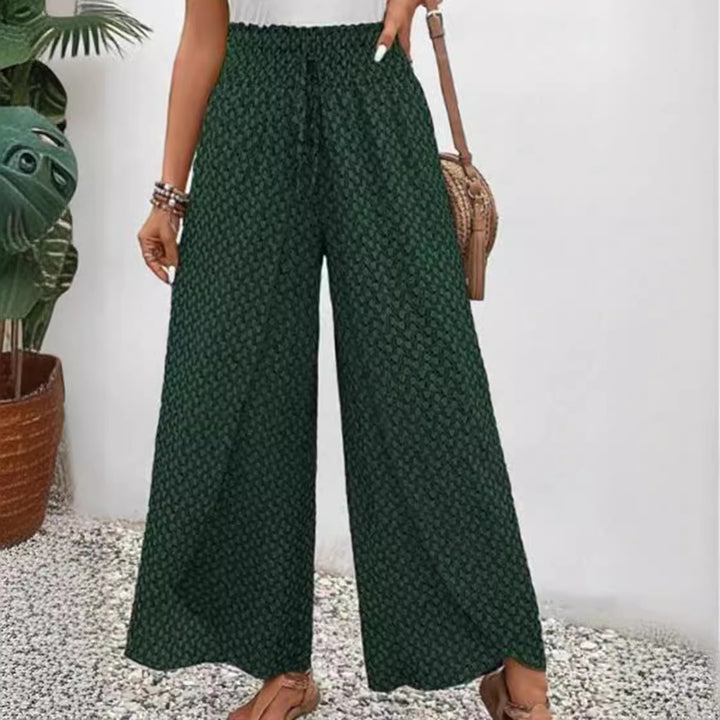 Women's loose summer pants with smocked elastic waistband and palazzo silhouette StylebySassy