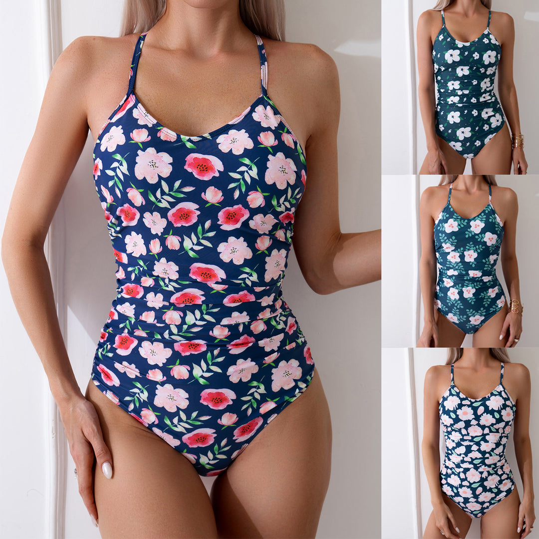 Women's Floral Faux One-Piece Swimsuit StylebySassy