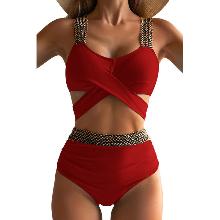 Women's High-Cut Bikini Suit with Glamorous Details StylebySassy