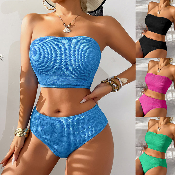 Women Crop Bikini Set with textured texture StylebySassy