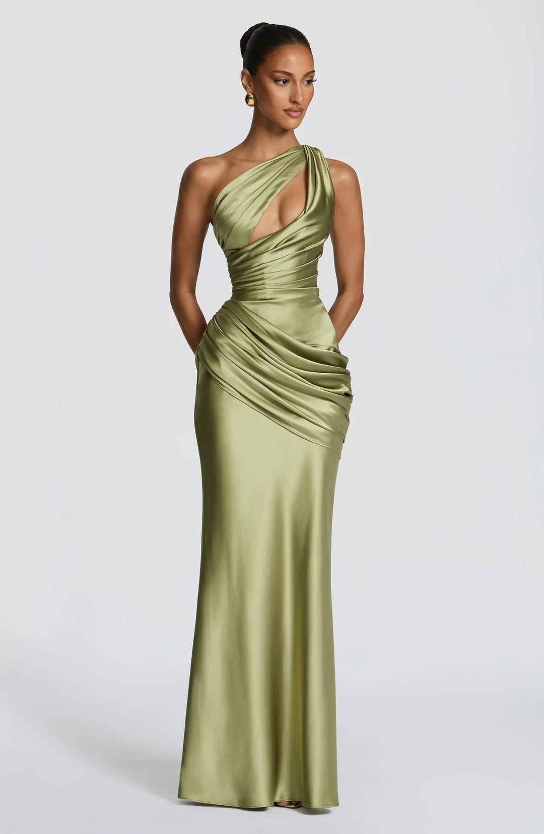 Women Elegant Maxi Dress with Asymmetrical Cut and Refined Draping StylebySassy