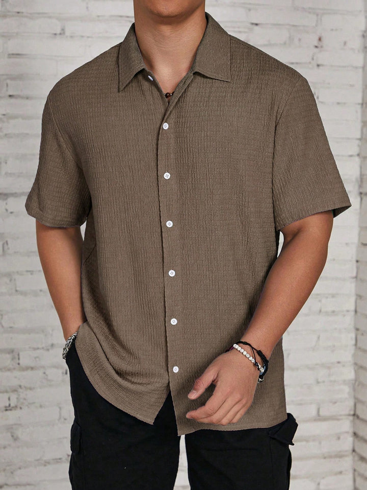 Men's casually cut shirt made of crinkled cotton blend with Kent collar StylebySassy