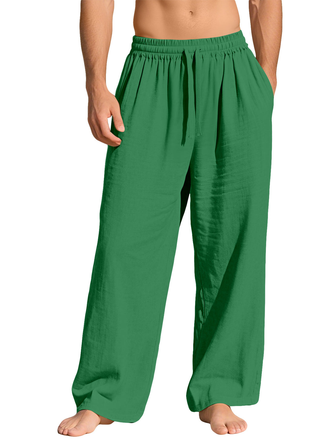 Men's lightweight linen lounge pants with elastic waistband and side pockets StylebySassy