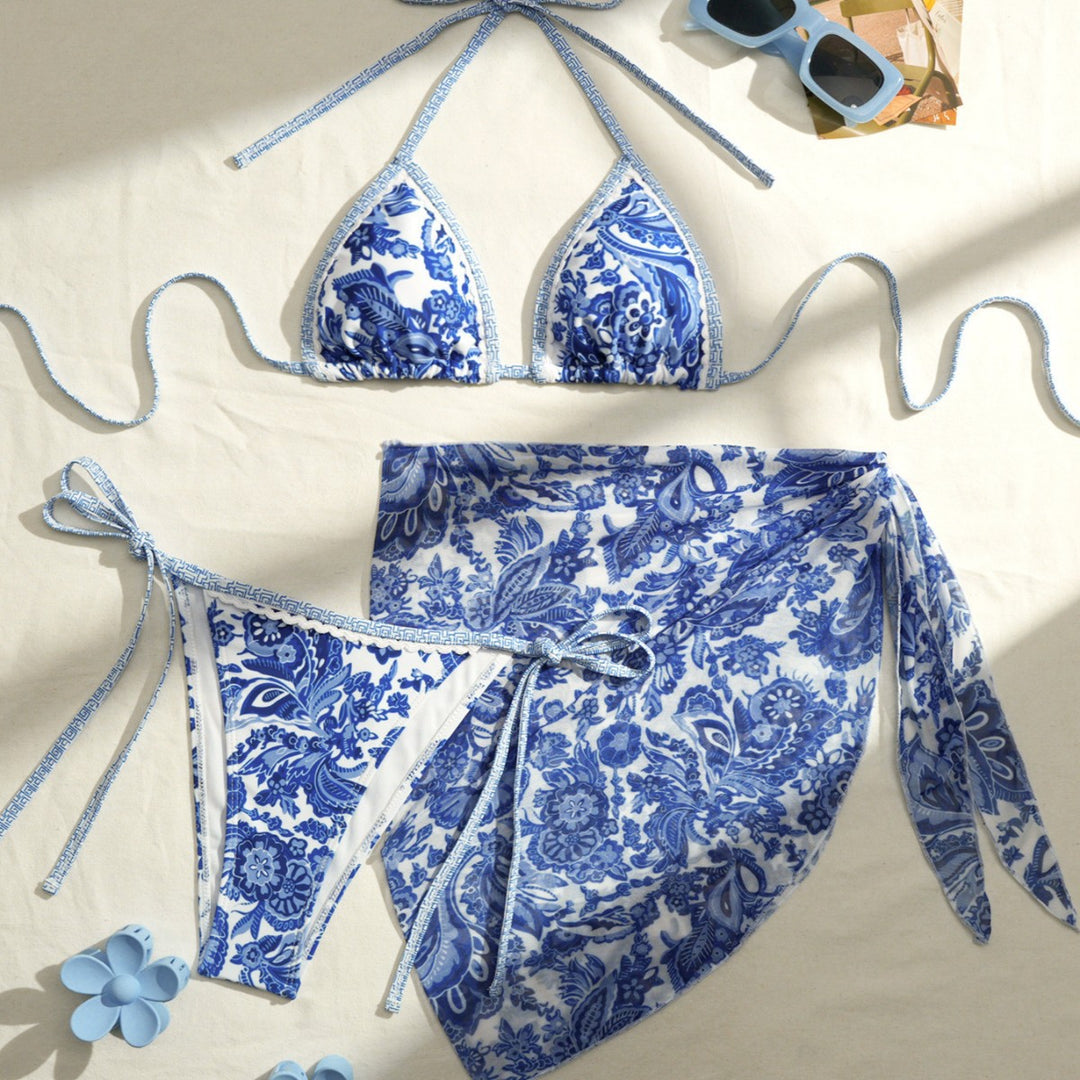 Women Triangle Bikini with Floral Design StylebySassy