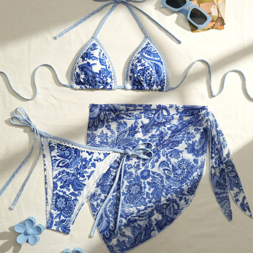 Women Triangle Bikini with Floral Design StylebySassy