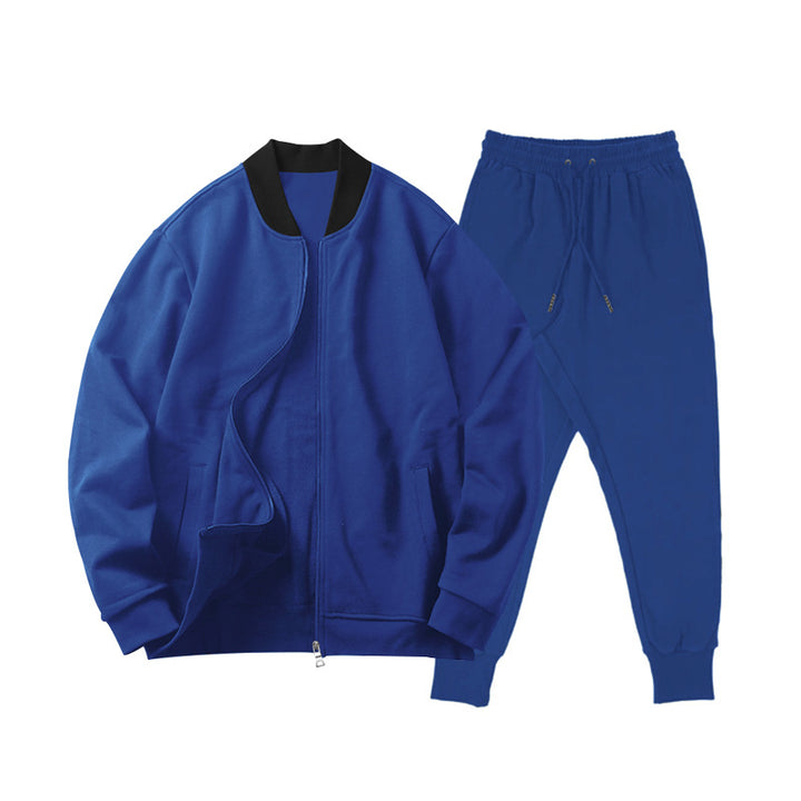 Men's casually cut sweat set with zip bomber jacket and tapered jogging pants made of soft cotton fleece StylebySassy