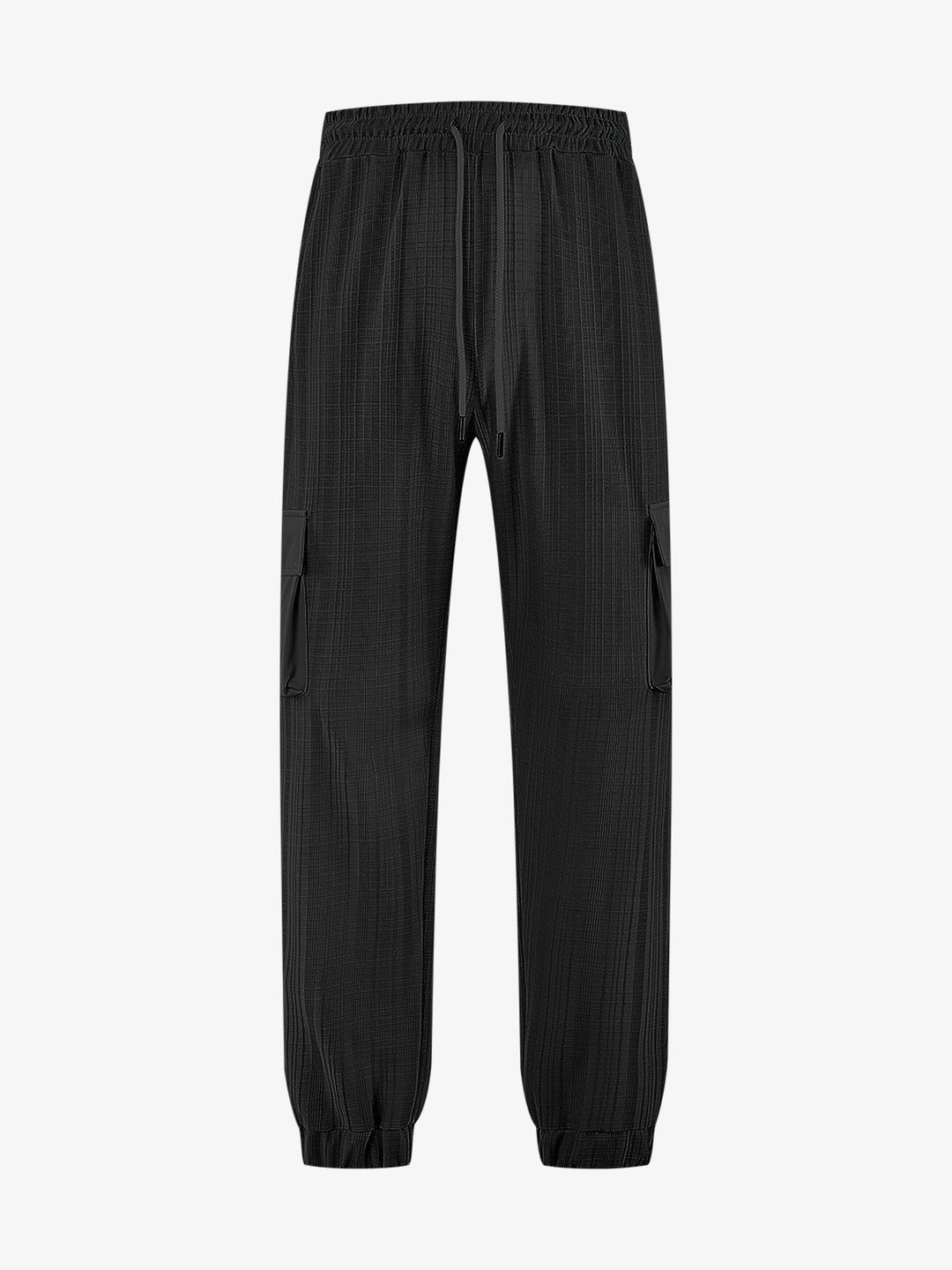 Men's Glencheck Cargo Jogging Pants with Drawstring Waistband and Elastic Ankle Closures StylebySassy