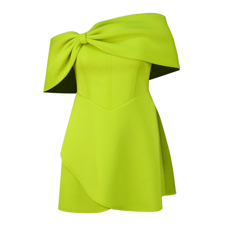 Women's elegant mini dress with asymmetric cut and voluminous overlay StylebySassy